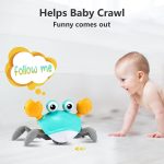 Purple Crawling Crab Baby Toy – Violet Tummy Time Interactive Moving Crab Toy with Music & Lights, Cute Running Escape Catch Me Toy for 0–6 Month Infants, 6–12 Month Crawlers & Early Walkers