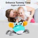 Purple Crawling Crab Baby Toy – Violet Tummy Time Interactive Moving Crab Toy with Music & Lights, Cute Running Escape Catch Me Toy for 0–6 Month Infants, 6–12 Month Crawlers & Early Walkers