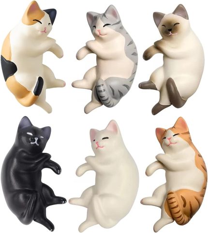 Cute 6 Pack Fun Cat Refrigerator Magnets Office Magnet Cute Magnets for Fridge 3D Cat Refrigerator Magnet Set 6 Pack,Decoration for Kitchen,House,Office,Whiteboard