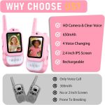 Lapare Video Walkie Talkies for Kids, Rechargeable 2-Way Radio with HD Color Screen, Real-time Video Toys for Girls, Kids Outdoor Camping Hiking, Birthday Gifts