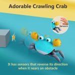 Purple Crawling Crab Baby Toy – Violet Tummy Time Interactive Moving Crab Toy with Music & Lights, Cute Running Escape Catch Me Toy for 0–6 Month Infants, 6–12 Month Crawlers & Early Walkers