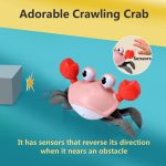 Purple Crawling Crab Baby Toy – Violet Tummy Time Interactive Moving Crab Toy with Music & Lights, Cute Running Escape Catch Me Toy for 0–6 Month Infants, 6–12 Month Crawlers & Early Walkers
