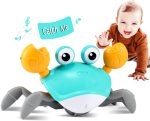 Purple Crawling Crab Baby Toy – Violet Tummy Time Interactive Moving Crab Toy with Music & Lights, Cute Running Escape Catch Me Toy for 0–6 Month Infants, 6–12 Month Crawlers & Early Walkers