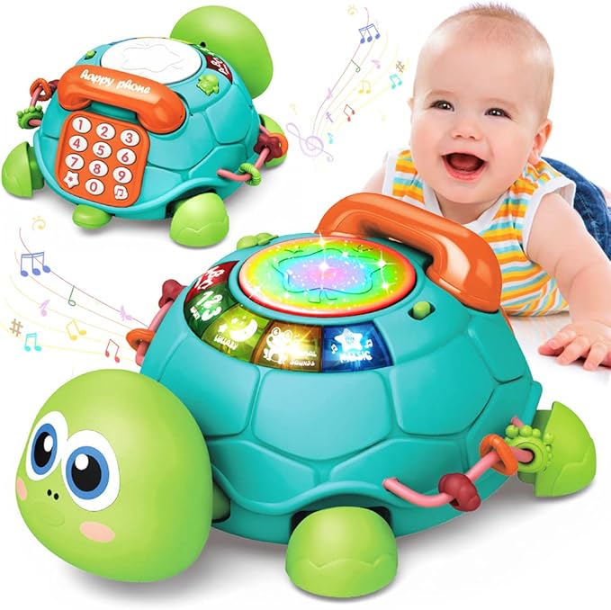 61dZ6nPEH7L._AC_SX679_ Jyusmile Baby Toys 6 to 12 Months, Musical Turtle Crawling Infant Toys, Early Learning Educational Toy with Light & Sound, Christmas Birthday Gifts for Boy Girl 7 8 9 10 11 Month 0-1 Year Old