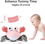 Purple Crawling Crab Baby Toy – Violet Tummy Time Interactive Moving Crab Toy with Music & Lights, Cute Running Escape Catch Me Toy for 0–6 Month Infants, 6–12 Month Crawlers & Early Walkers