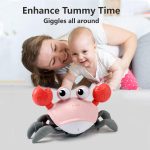 Purple Crawling Crab Baby Toy – Violet Tummy Time Interactive Moving Crab Toy with Music & Lights, Cute Running Escape Catch Me Toy for 0–6 Month Infants, 6–12 Month Crawlers & Early Walkers