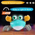 Purple Crawling Crab Baby Toy – Violet Tummy Time Interactive Moving Crab Toy with Music & Lights, Cute Running Escape Catch Me Toy for 0–6 Month Infants, 6–12 Month Crawlers & Early Walkers