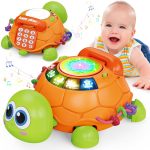 Jyusmile Baby Toys 6 to 12 Months, Musical Turtle Crawling Infant Toys, Early Learning Educational Toy with Light & Sound, Christmas Birthday Gifts for Boy Girl 7 8 9 10 11 Month 0-1 Year Old