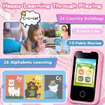 Kids Smart Phone for Girls, Christmas Birthday Gifts for Girls Age 3-10 Kids Toys Cell Phone, 2.8" Touchscreen Toddler Learning Play Toy Phone with Dual Camera, Game, Music Player, 8GB Card Purple