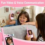 Lapare Video Walkie Talkies for Kids, Rechargeable 2-Way Radio with HD Color Screen, Real-time Video Toys for Girls, Kids Outdoor Camping Hiking, Birthday Gifts