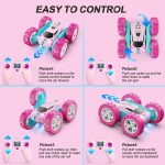 QUNREDA Remote Control Car, RC Cars Toys for Kids Ages 6-12, 4WD Stunt Car with LED Lights & 360° Flips, 2.4GHz, Upgraded USB-C Modular Batteries, 8-10 Year Old Boys Birthday Gift 1-Blue