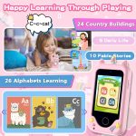 Kids Smart Phone for Girls, Christmas Birthday Gifts for Girls Age 3-10 Kids Toys Cell Phone, 2.8" Touchscreen Toddler Learning Play Toy Phone with Dual Camera, Game, Music Player, 8GB Card Purple