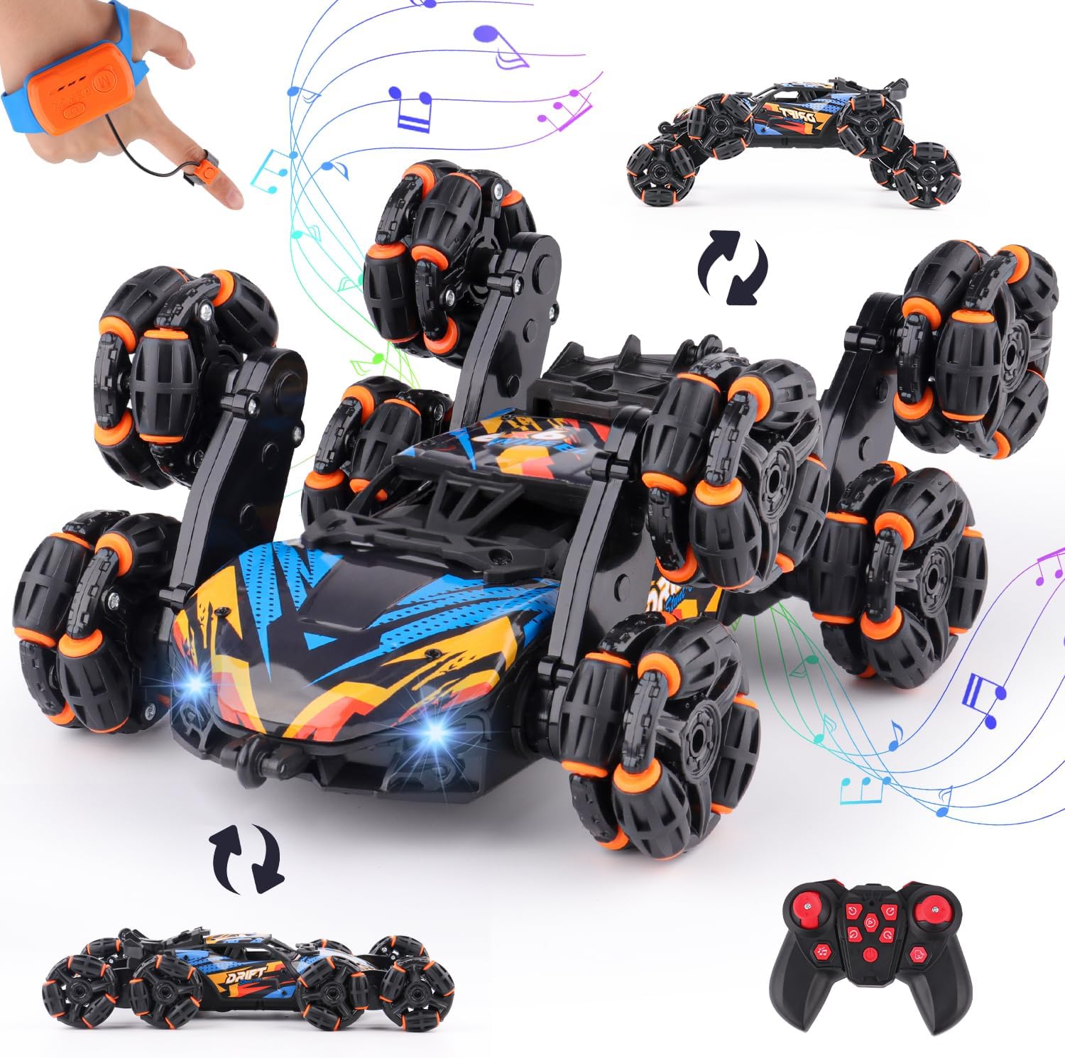 71OL6XUVV9L._AC_SL1500_ NEXBOX Cool 8 Wheels Hand Controlled rc Stunt Car Toys, Gesture Sensing Remote Control Cars for Boys Age 6 7 8-12 13 14 Year Old, Birthday Gifts Ideas for Kids