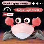 Purple Crawling Crab Baby Toy – Violet Tummy Time Interactive Moving Crab Toy with Music & Lights, Cute Running Escape Catch Me Toy for 0–6 Month Infants, 6–12 Month Crawlers & Early Walkers