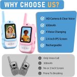 Lapare Video Walkie Talkies for Kids, Rechargeable 2-Way Radio with HD Color Screen, Real-time Video Toys for Girls, Kids Outdoor Camping Hiking, Birthday Gifts