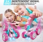 QUNREDA Remote Control Car, RC Cars Toys for Kids Ages 6-12, 4WD Stunt Car with LED Lights & 360° Flips, 2.4GHz, Upgraded USB-C Modular Batteries, 8-10 Year Old Boys Birthday Gift 1-Blue
