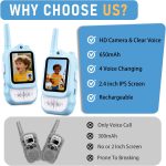 Lapare Video Walkie Talkies for Kids, Rechargeable 2-Way Radio with HD Color Screen, Real-time Video Toys for Girls, Kids Outdoor Camping Hiking, Birthday Gifts