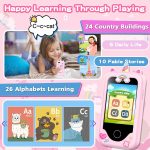 Kids Smart Phone for Girls, Christmas Birthday Gifts for Girls Age 3-10 Kids Toys Cell Phone, 2.8" Touchscreen Toddler Learning Play Toy Phone with Dual Camera, Game, Music Player, 8GB Card Purple