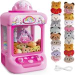 Marlrin Claw Machine for Kids, Mini Vending Machine Girls Unicorn Toys | Candy Grabber Prize Dispenser with Sound & 20 Mini Plush Toys, Electronic Arcade Game Indoor Toy for Home Party Birthday Gift