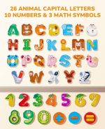 JoyCat Wooden Thick Alphabet Magnets for Toddlers Fridge Large Size Cute Animal Colorful ABC Magnetic Letters 26 Uppercase Letters Educational Toy Set for Kids Toddlers Preschool Learning Spelling | Thick wooden magnetic letters with cute animal designs, uppercase ABC, preschool learning, spelling toy for toddlers kids