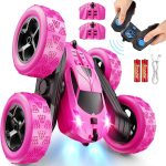 QUNREDA Remote Control Car, RC Cars Toys for Kids Ages 6-12, 4WD Stunt Car with LED Lights & 360° Flips, 2.4GHz, Upgraded USB-C Modular Batteries, 8-10 Year Old Boys Birthday Gift 1-Blue