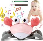 Purple Crawling Crab Baby Toy – Violet Tummy Time Interactive Moving Crab Toy with Music & Lights, Cute Running Escape Catch Me Toy for 0–6 Month Infants, 6–12 Month Crawlers & Early Walkers