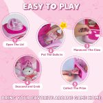 Marlrin Claw Machine for Kids, Mini Vending Machine Girls Unicorn Toys | Candy Grabber Prize Dispenser with Sound & 20 Mini Plush Toys, Electronic Arcade Game Indoor Toy for Home Party Birthday Gift