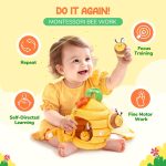 JoyCat Baby Toys 6-10 Months, Flower Beehive 5 Sensory Bees, Gift