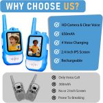 Lapare Video Walkie Talkies for Kids, Rechargeable 2-Way Radio with HD Color Screen, Real-time Video Toys for Girls, Kids Outdoor Camping Hiking, Birthday Gifts