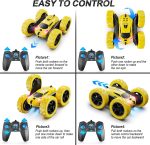 QUNREDA Remote Control Car, RC Cars Toys for Kids Ages 6-12, 4WD Stunt Car with LED Lights & 360° Flips, 2.4GHz, Upgraded USB-C Modular Batteries, 8-10 Year Old Boys Birthday Gift 1-Blue