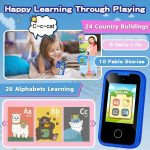 Kids Smart Phone for Girls, Christmas Birthday Gifts for Girls Age 3-10 Kids Toys Cell Phone, 2.8" Touchscreen Toddler Learning Play Toy Phone with Dual Camera, Game, Music Player, 8GB Card Purple