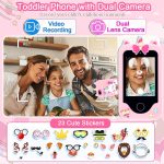 Kids Smart Phone for Girls, Christmas Birthday Gifts for Girls Age 3-10 Kids Toys Cell Phone, 2.8" Touchscreen Toddler Learning Play Toy Phone with Dual Camera, Game, Music Player, 8GB Card Purple