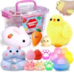 10 Pack Taba Squishy Toys kit with Toy Box-Squeeze Toys Kawaii taba Squishies Stress Relief Toys Party Favors for Kids 4-8 8-12, Squishy Fidget Toys for Kids , Birthday Gifts Toys for Girls 8-10