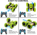 QUNREDA Remote Control Car, RC Cars Toys for Kids Ages 6-12, 4WD Stunt Car with LED Lights & 360° Flips, 2.4GHz, Upgraded USB-C Modular Batteries, 8-10 Year Old Boys Birthday Gift 1-Blue