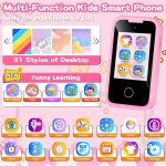 Kids Smart Phone for Girls, Christmas Birthday Gifts for Girls Age 3-10 Kids Toys Cell Phone, 2.8" Touchscreen Toddler Learning Play Toy Phone with Dual Camera, Game, Music Player, 8GB Card Purple