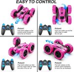 QUNREDA Remote Control Car, RC Cars Toys for Kids Ages 6-12, 4WD Stunt Car with LED Lights & 360° Flips, 2.4GHz, Upgraded USB-C Modular Batteries, 8-10 Year Old Boys Birthday Gift 1-Blue
