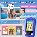 Kids Smart Phone for Girls, Christmas Birthday Gifts for Girls Age 3-10 Kids Toys Cell Phone, 2.8" Touchscreen Toddler Learning Play Toy Phone with Dual Camera, Game, Music Player, 8GB Card Purple