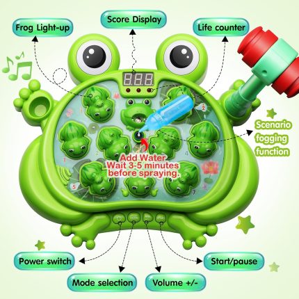 HopeRock Toys for 2 3 4 5 Year Old Boy,Toddler Toys Age 2-4, Whack A Frog Game,with 5 Modes,45 Levels,9 Music Spray and Light-up, Baby Toy Gifts for Early Learning, Birthday Gift for Toddler Boy Toys