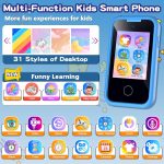Kids Smart Phone for Girls, Christmas Birthday Gifts for Girls Age 3-10 Kids Toys Cell Phone, 2.8" Touchscreen Toddler Learning Play Toy Phone with Dual Camera, Game, Music Player, 8GB Card Purple
