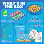 Fishing Game Toy for Kids and Toddlers, Rotating Fish Catching Board Game, Battery Operated Play Set with Music On Off Switch for Quiet Play