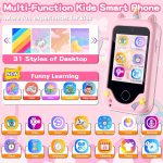 Kids Smart Phone for Girls, Christmas Birthday Gifts for Girls Age 3-10 Kids Toys Cell Phone, 2.8" Touchscreen Toddler Learning Play Toy Phone with Dual Camera, Game, Music Player, 8GB Card Purple