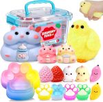 10 Pack Taba Squishy Toys kit with Toy Box-Squeeze Toys Kawaii taba Squishies Stress Relief Toys Party Favors for Kids 4-8 8-12, Squishy Fidget Toys for Kids , Birthday Gifts Toys for Girls 8-10