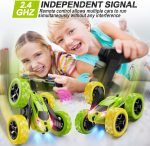 QUNREDA Remote Control Car, RC Cars Toys for Kids Ages 6-12, 4WD Stunt Car with LED Lights & 360° Flips, 2.4GHz, Upgraded USB-C Modular Batteries, 8-10 Year Old Boys Birthday Gift 1-Blue