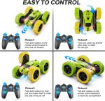 QUNREDA Remote Control Car, RC Cars Toys for Kids Ages 6-12, 4WD Stunt Car with LED Lights & 360° Flips, 2.4GHz, Upgraded USB-C Modular Batteries, 8-10 Year Old Boys Birthday Gift 1-Blue