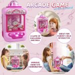 Marlrin Claw Machine for Kids, Mini Vending Machine Girls Unicorn Toys | Candy Grabber Prize Dispenser with Sound & 20 Mini Plush Toys, Electronic Arcade Game Indoor Toy for Home Party Birthday Gift