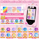 Kids Smart Phone for Girls, Christmas Birthday Gifts for Girls Age 3-10 Kids Toys Cell Phone, 2.8" Touchscreen Toddler Learning Play Toy Phone with Dual Camera, Game, Music Player, 8GB Card Purple