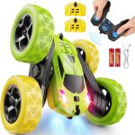 QUNREDA Remote Control Car, RC Cars Toys for Kids Ages 6-12, 4WD Stunt Car with LED Lights & 360° Flips, 2.4GHz, Upgraded USB-C Modular Batteries, 8-10 Year Old Boys Birthday Gift 1-Blue