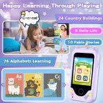 Kids Smart Phone for Girls, Christmas Birthday Gifts for Girls Age 3-10 Kids Toys Cell Phone, 2.8" Touchscreen Toddler Learning Play Toy Phone with Dual Camera, Game, Music Player, 8GB Card Purple