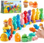 Play-Act Learning Toy for Toddlers 1 2 3 Years Old, Counting, Matching & Sorting Montessori Learning Farm Train Including 9 Farm Animals, Birthday Gift for Baby Boys Girls