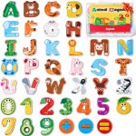 JoyCat Wooden Thick Alphabet Magnets for Toddlers Fridge Large Size Cute Animal Colorful ABC Magnetic Letters 26 Uppercase Letters Educational Toy Set for Kids Toddlers Preschool Learning Spelling | Thick wooden magnetic letters with cute animal designs, uppercase ABC, preschool learning, spelling toy for toddlers kids